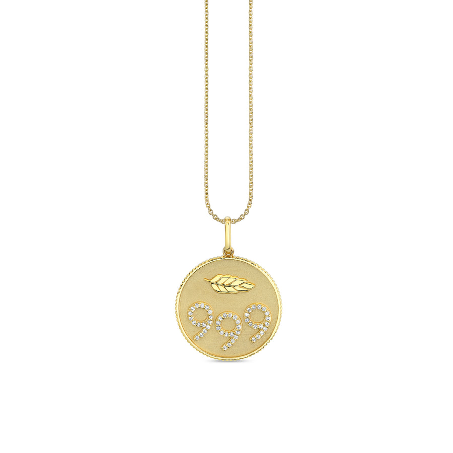 Gold & Diamond 999 Angel Number Charm - Sydney Evan Fine Jewelry