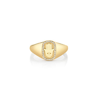 Men's Collection Gold & Diamond Hamsa Icon Signet Ring