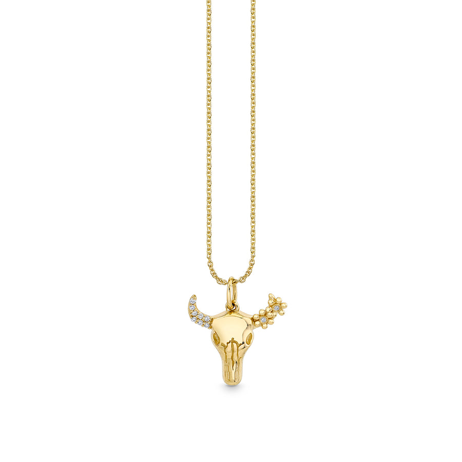 Gold & Diamond Cow Skull Charm - Sydney Evan Fine Jewelry