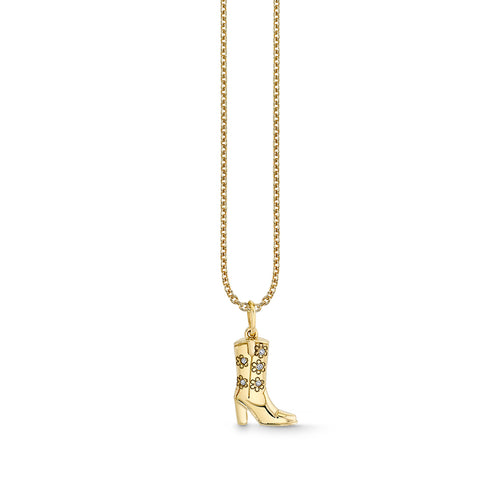 Gold & Diamond Cowgirl Boot Charm