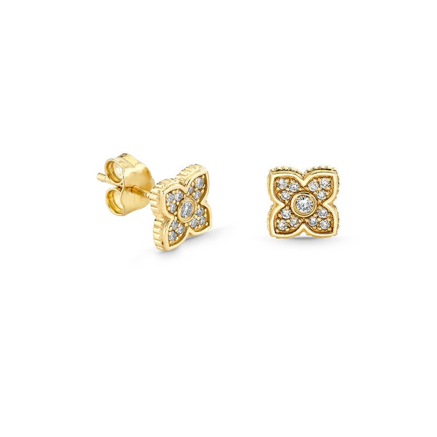 Gold & Diamond Mini Moroccan Flower Stud - Sydney Evan Fine Jewelry