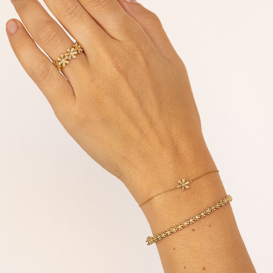 Gold & Diamond Tiny Daisy Bangle - Sydney Evan Fine Jewelry