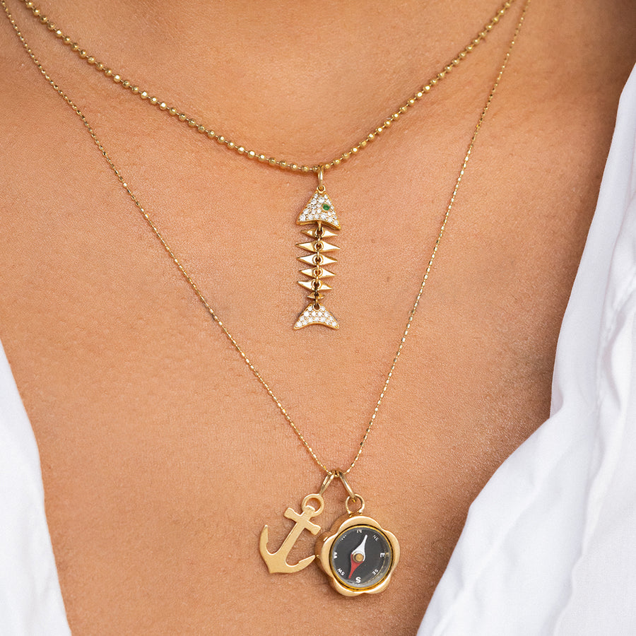 Gold Flower Compass Charm - Sydney Evan Fine Jewelry