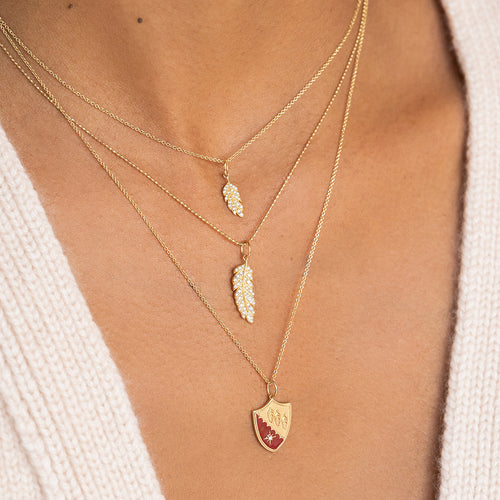Gold & Diamond Tiny Feather Charm