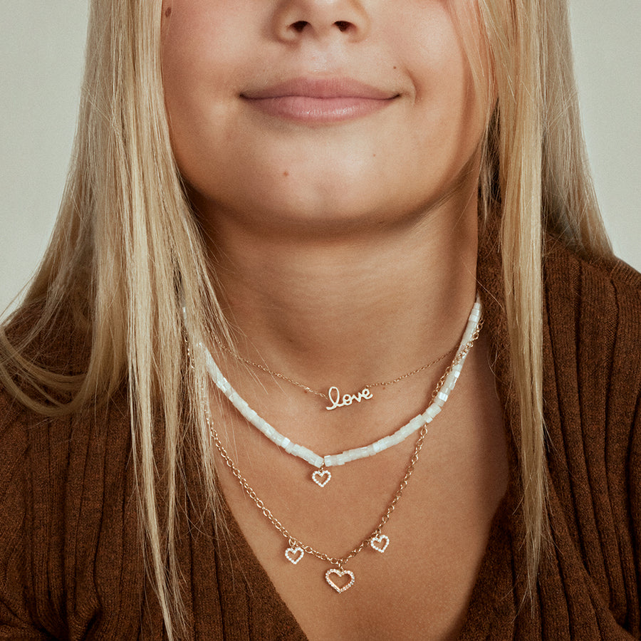 Kids Collection Gold & Diamond Heart Mother of Pearl Necklace - Sydney Evan Fine Jewelry