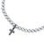 Men's Collection Black Rhodium & Diamond Tiny Cross on 14k White Gold Beads