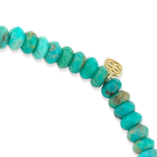 Men's Collection Gold & Diamond Mini Cross on Turquoise