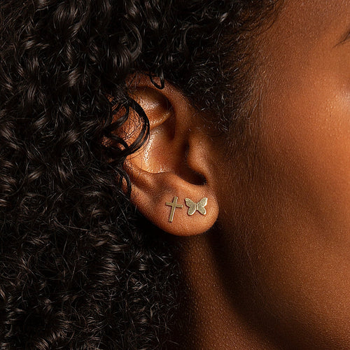 Pure Gold Mini Cross Stud