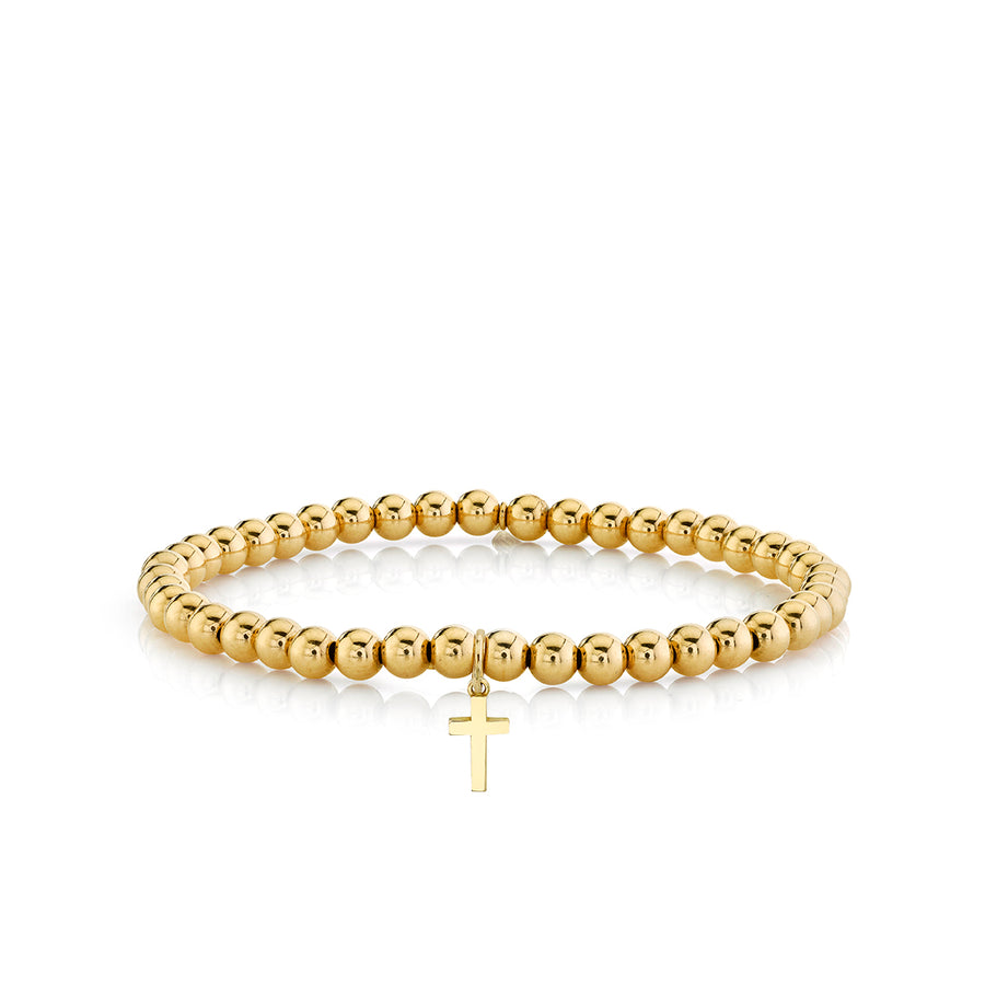 Pure Gold Tiny Cross On Gold Beads - Sydney Evan Fine Jewelry