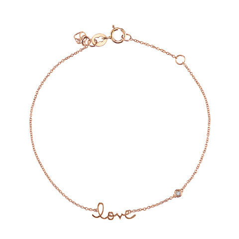 Gold Plated Sterling Silver Love Bracelet with Bezel Set Diamond - Sydney Evan Fine Jewelry