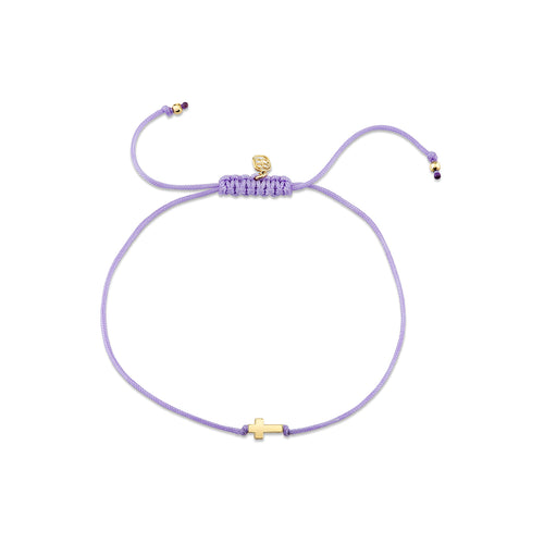 Pure Gold Tiny Cross Bead Cord Bracelet