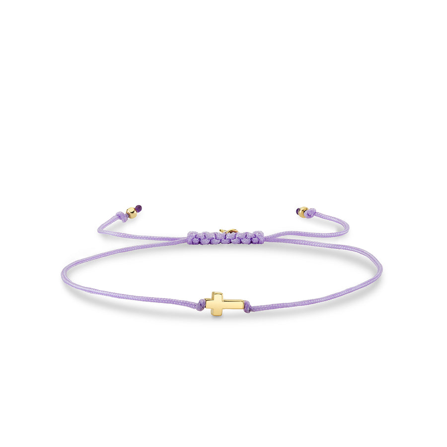 Pure Gold Tiny Cross Bead Cord Bracelet - Sydney Evan Fine Jewelry