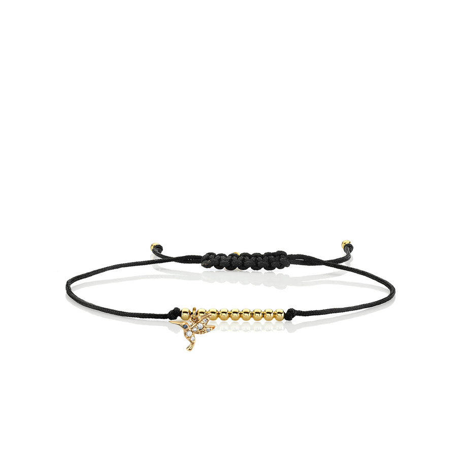 Gold & Diamond Tiny Hummingbird Cord Bracelet - Sydney Evan Fine Jewelry