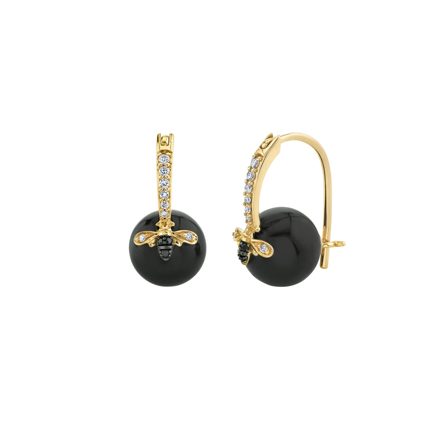 Gold & Diamond Bee Onyx Earrings - Sydney Evan Fine Jewelry