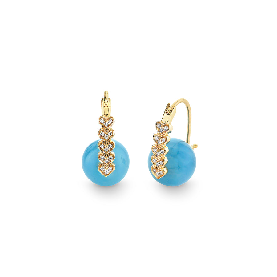 Gold & Diamond Heart Turquoise Earrings - Sydney Evan Fine Jewelry