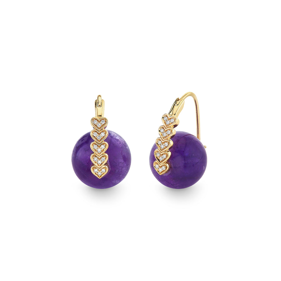 Gold & Diamond Heart Amethyst Earrings - Sydney Evan Fine Jewelry