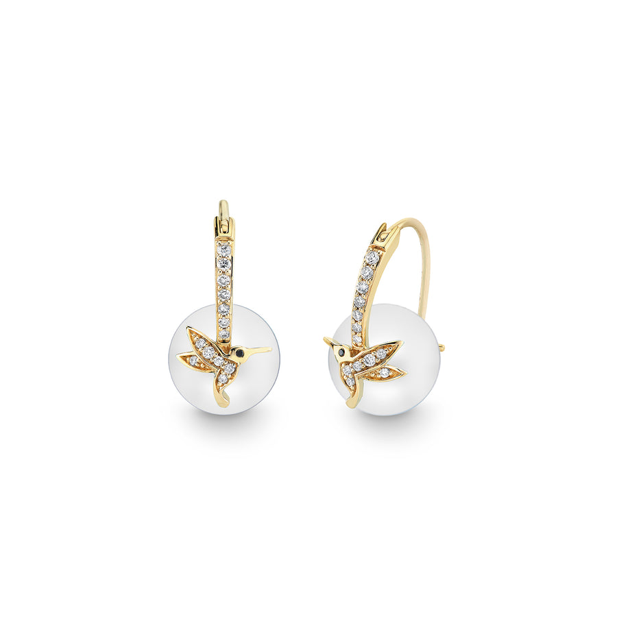Gold & Diamond Hummingbird Pearl Earrings - Sydney Evan Fine Jewelry