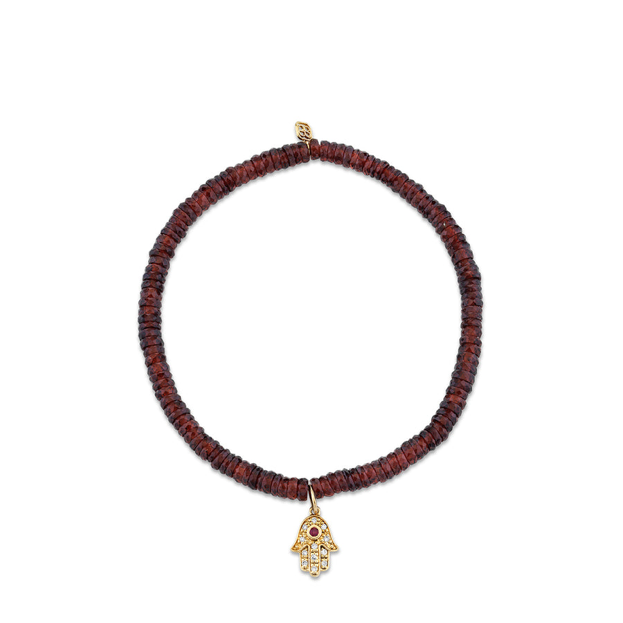 Gold & Diamond Hamsa on Garnet - Sydney Evan Fine Jewelry