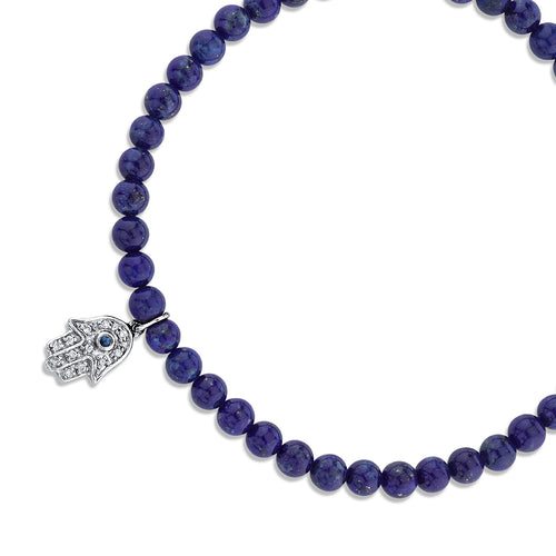 Men's Collection Sapphire & Diamond Hamsa on Lapis