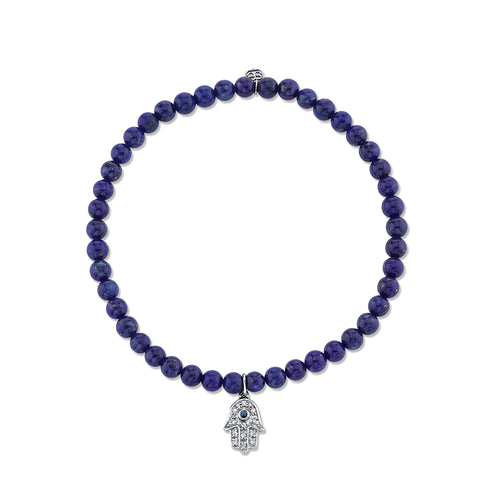 Men's Collection Sapphire & Diamond Hamsa on Lapis