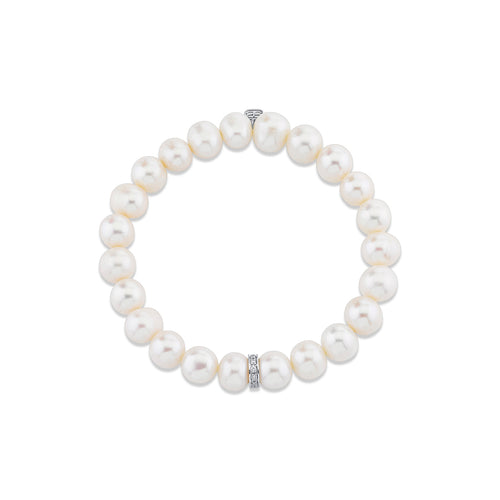 Men's Collection Gold & Diamond Eternity Rondelle on Pearl