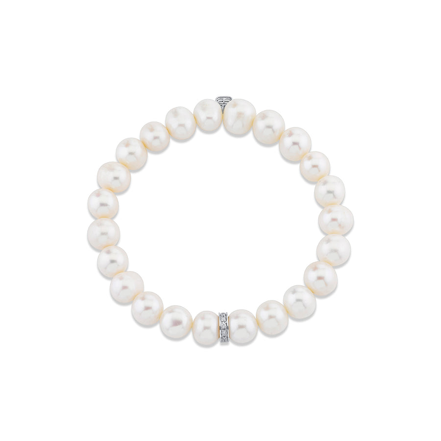 Men's Collection Gold & Diamond Eternity Rondelle on Pearl - Sydney Evan Fine Jewelry