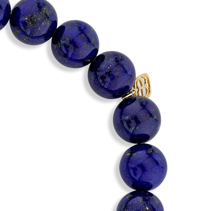 Gold & Diamond Turquoise Mala Bead on Lapis - Sydney Evan Fine Jewelry