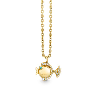 Gold & Diamond Fish Charm - Sydney Evan Fine Jewelry