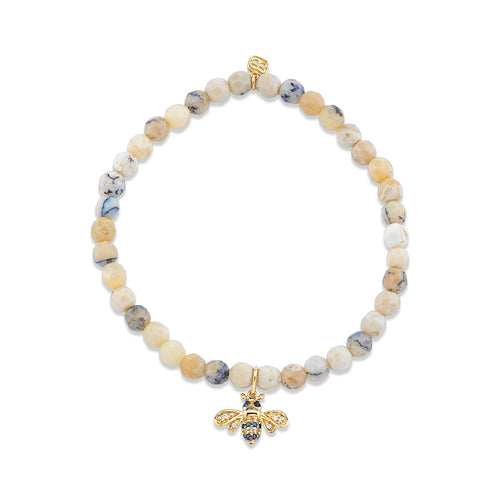 Kids Collection Gold & Diamond Bee on African Opal