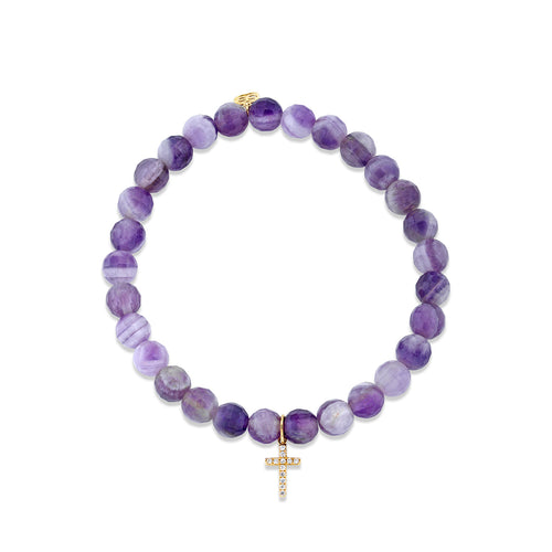 Gold & Diamond Cross on Amethyst