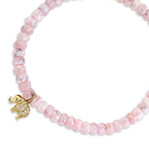 Gold & Diamond Mini Elephant on Mystic Pink Grapolite