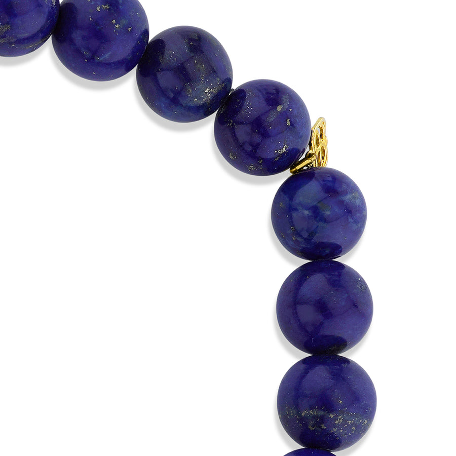Men's Collection Gold & Diamond Bezel Eye Rondelle on Lapis - Sydney Evan Fine Jewelry