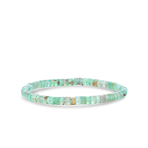 Gold & Diamond Rondelle on Aquaprase Heishi