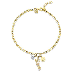 Gold & Diamond Protection, Love & Happiness Anklet - Sydney Evan Fine Jewelry