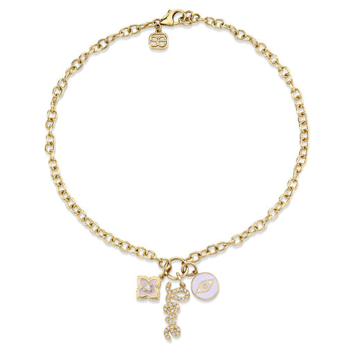 Gold & Diamond Love & Protection Anklet