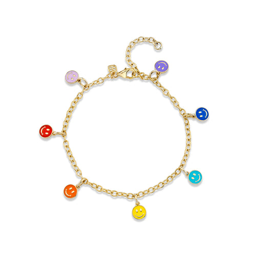 Kids Collection Gold & Enamel Tiny Happy Face Bracelet