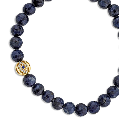 Men's Collection Gold & Diamond Eye Bead on Sapphire