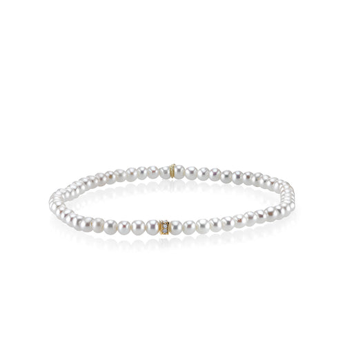 Gold & Diamond Rondelle on Pearls