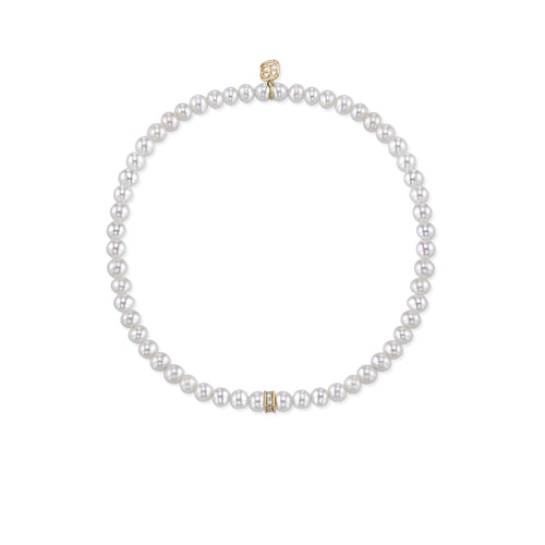 Gold & Diamond Rondelle on Pearls