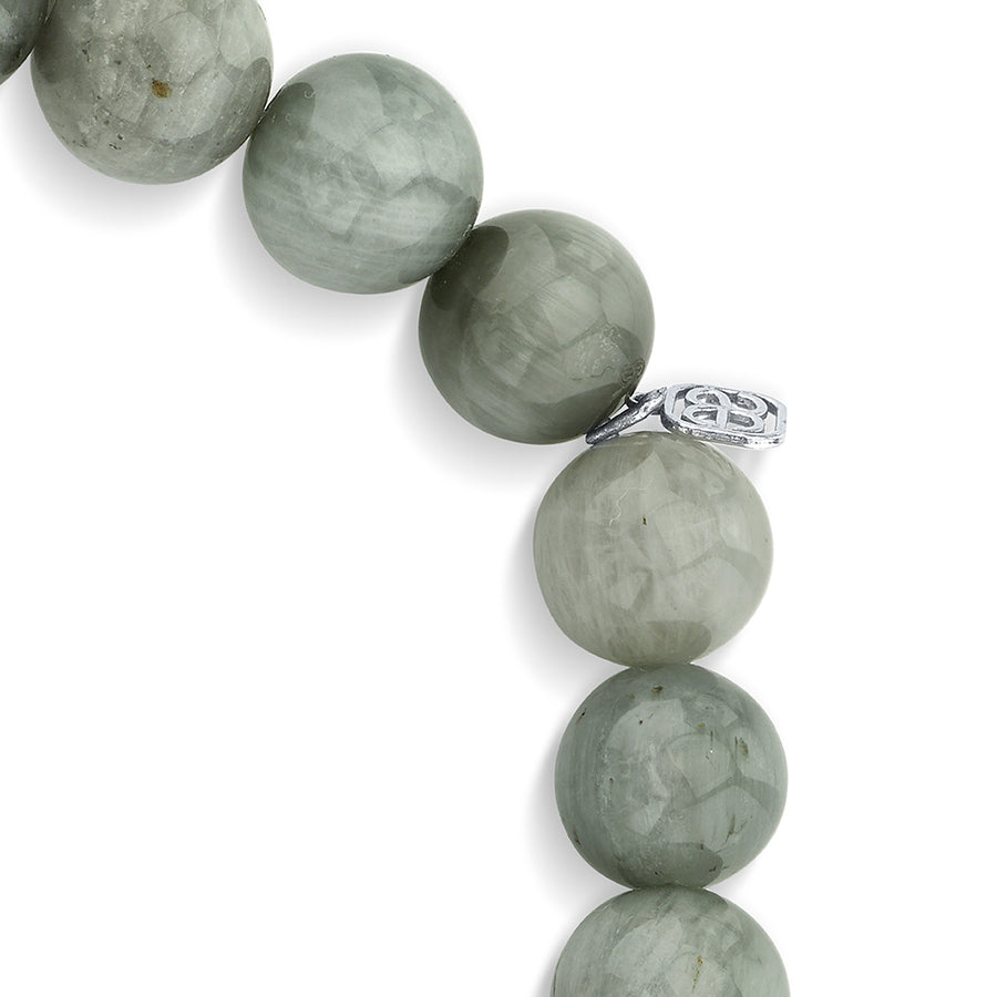 Men's Collection White Gold Soccer Ball Bead on Grey Cat's Eye - Sydney Evan Fine Jewelry