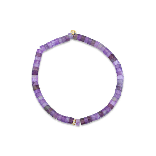 Gold & Diamond Rondelle on Amethyst Heishi