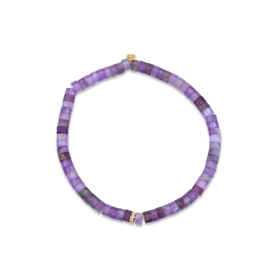 Gold & Diamond Rondelle on Amethyst Heishi - Sydney Evan Fine Jewelry