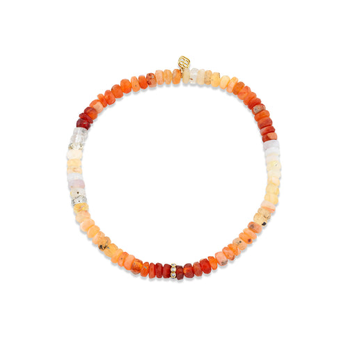 Gold & Diamond Rondelle on Fire Opal