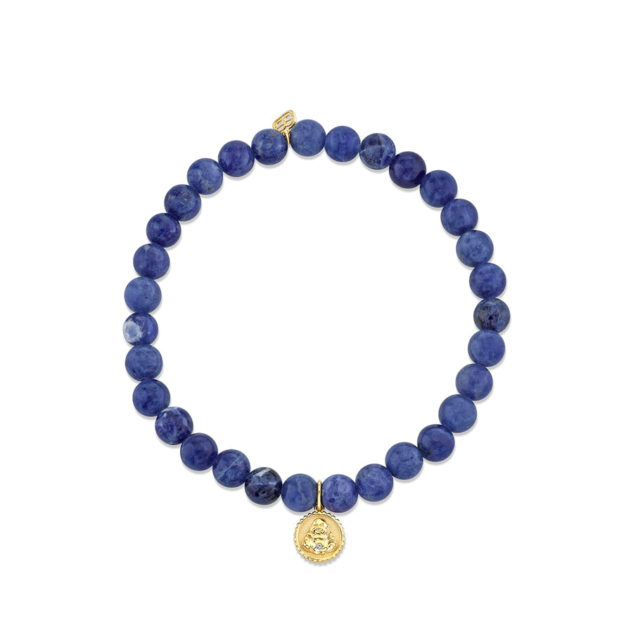 Men's Collection Gold & Diamond Buddha Coin on Sodalite - Sydney Evan Fine Jewelry