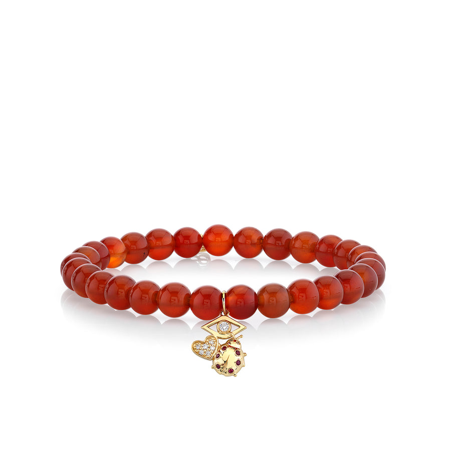 Gold & Diamond Love, Luck & Protection on Carnelian - Sydney Evan Fine Jewelry