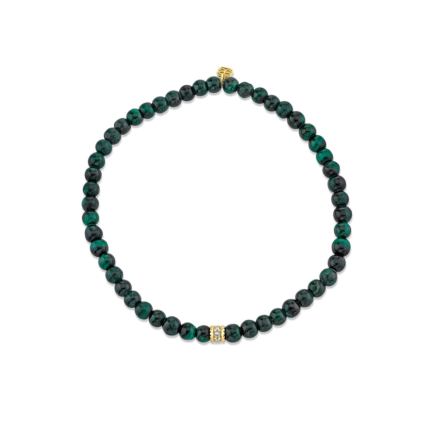 Men's Collection Gold & Diamond Eternity Rondelle on Malachite - Sydney Evan Fine Jewelry