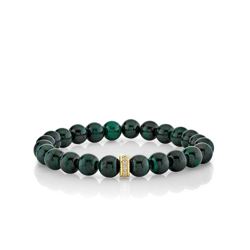 Men's Collection Gold & Diamond Eternity Rondelle on Malachite