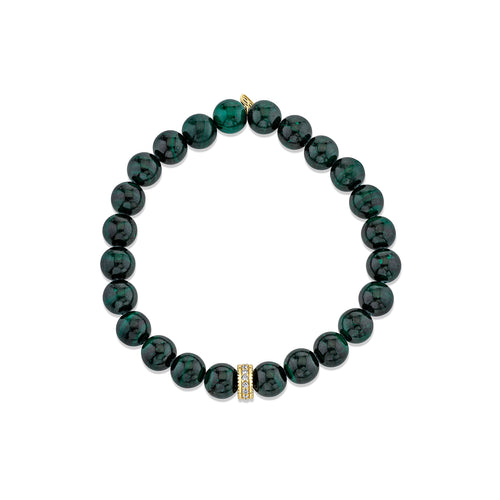 Men's Collection Gold & Diamond Eternity Rondelle on Malachite