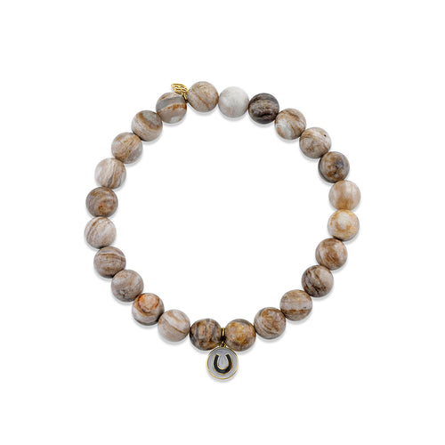 Men's Collection Gold & Enamel Horseshoe Coin on Jasper