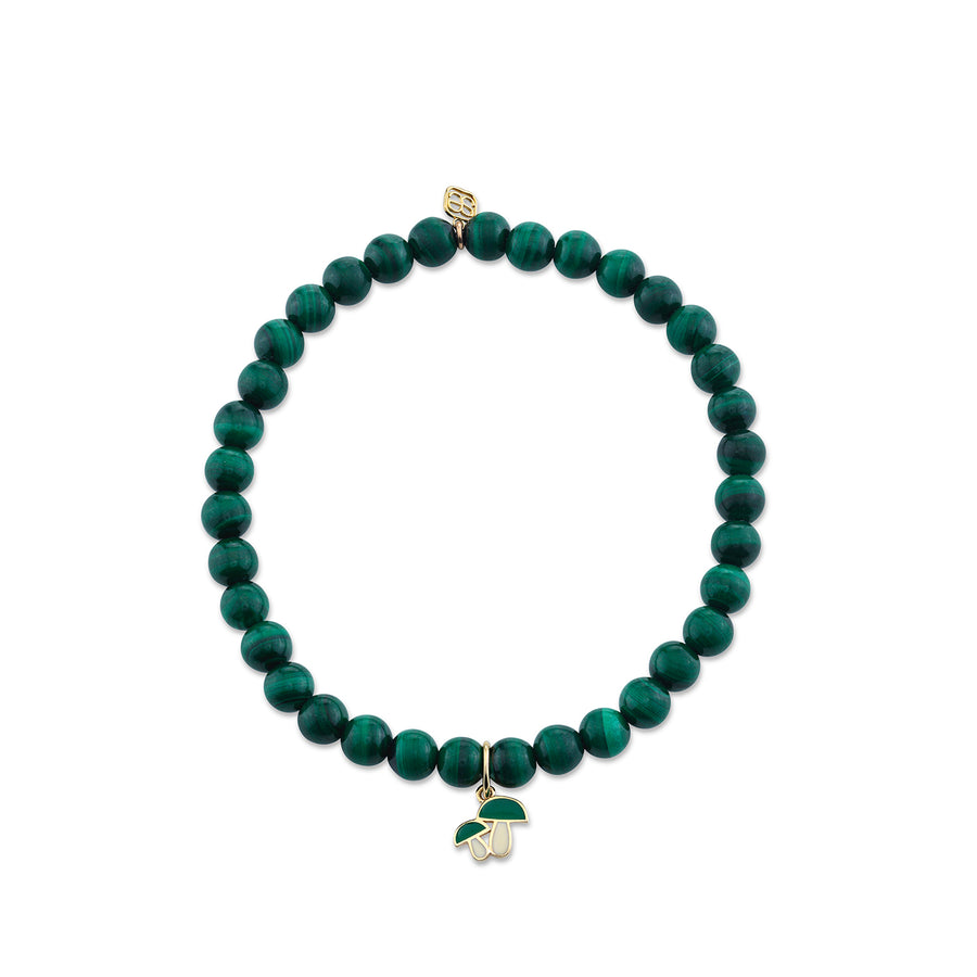 Kids Collection Gold & Enamel Mushroom on Malachite - Sydney Evan Fine Jewelry